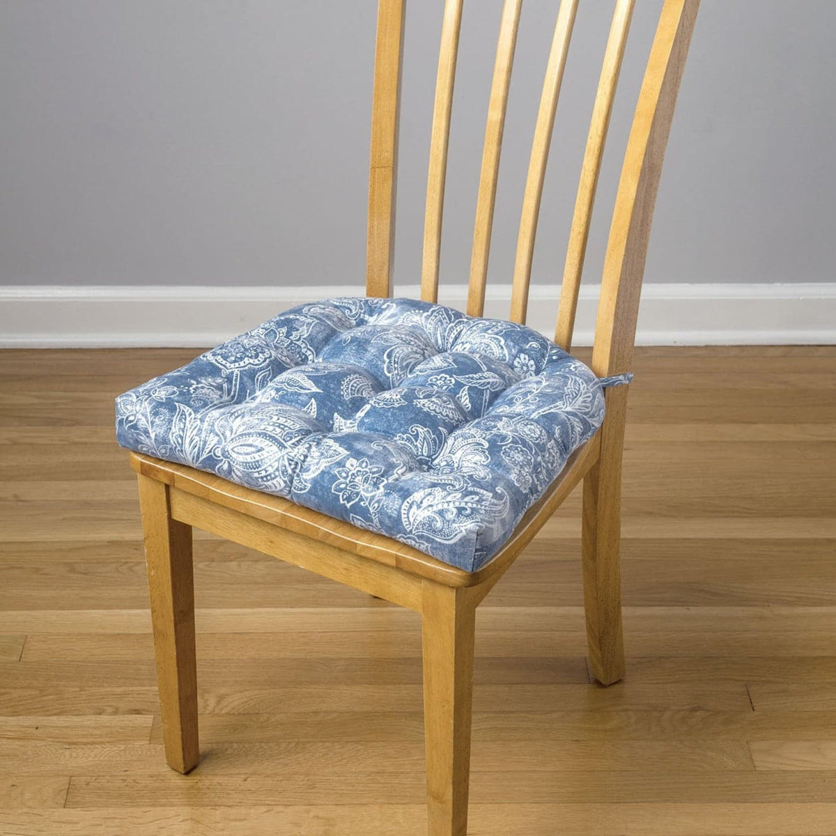 Brisbane Colonial Blue Dining Chair Pads - Latex Foam Fill, Reversible -  Made in USA
